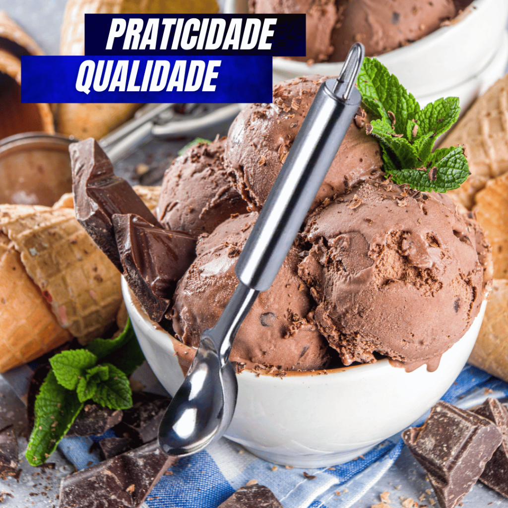Kit 04/02 Colher de Sorvete Profissional 20,5 cm Aço Inox Pegador Boleador Uso Diário Linha Premium — imagem 2 de 2