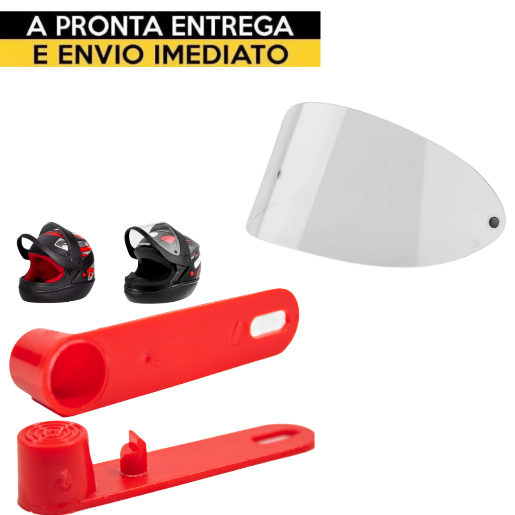 Kit Viseira Cristal Capacete San Marino E Trava Vermelha - Reparo Capacete San Marino