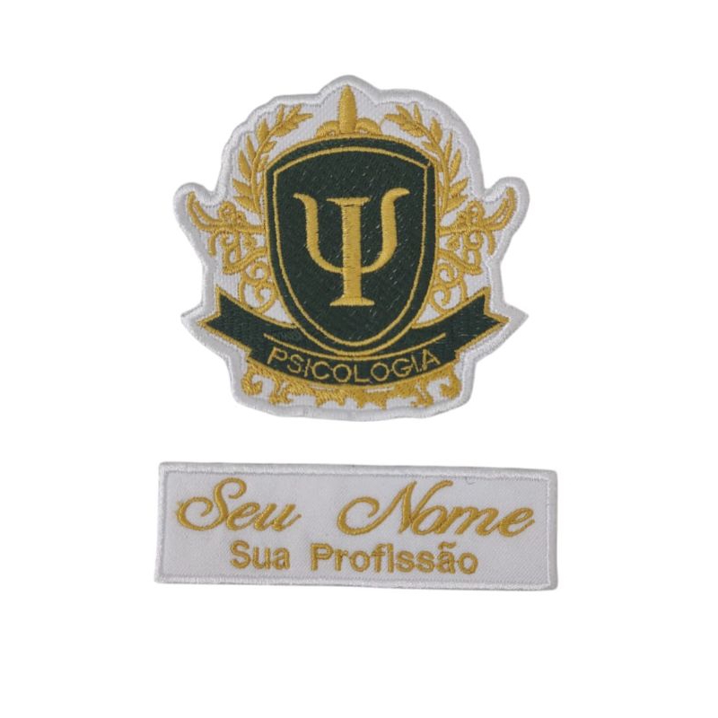 Patch psicologia Arabesco - kit nome + logo para seu jaleco em Oferta na Shopee