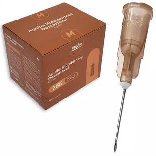 Agulha Hipodérmica Descartável Medix 13x0,45mm 26G - Caixa com 100 un Marrom