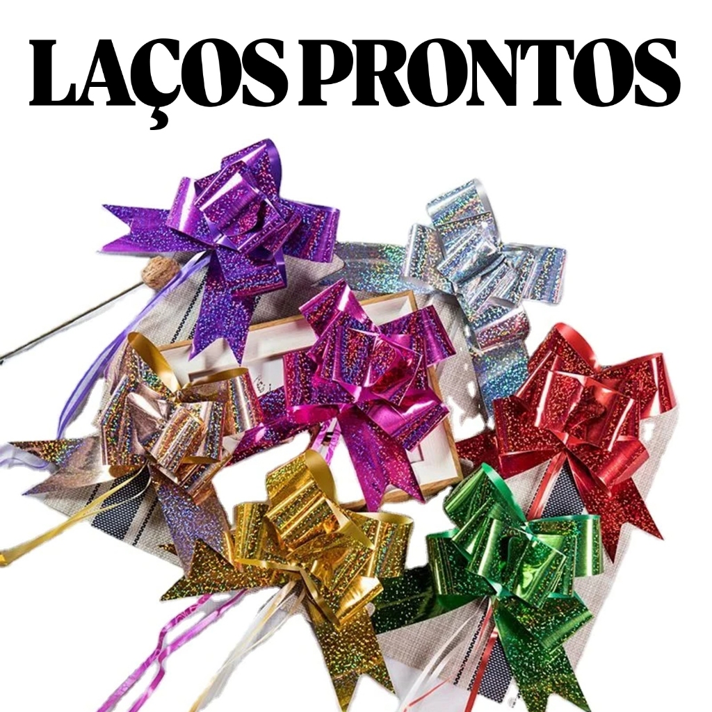 Laço Mágico Fácil Metalizado com Glitter 23x440mm Laço Pronto! em Oferta na Shopee