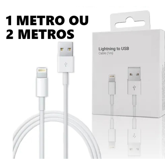 Cabo Carregador Usb Turbo para iPhone IOS de 1M ou 2M Cabo com Carregamento Rápido Compatível Iphone