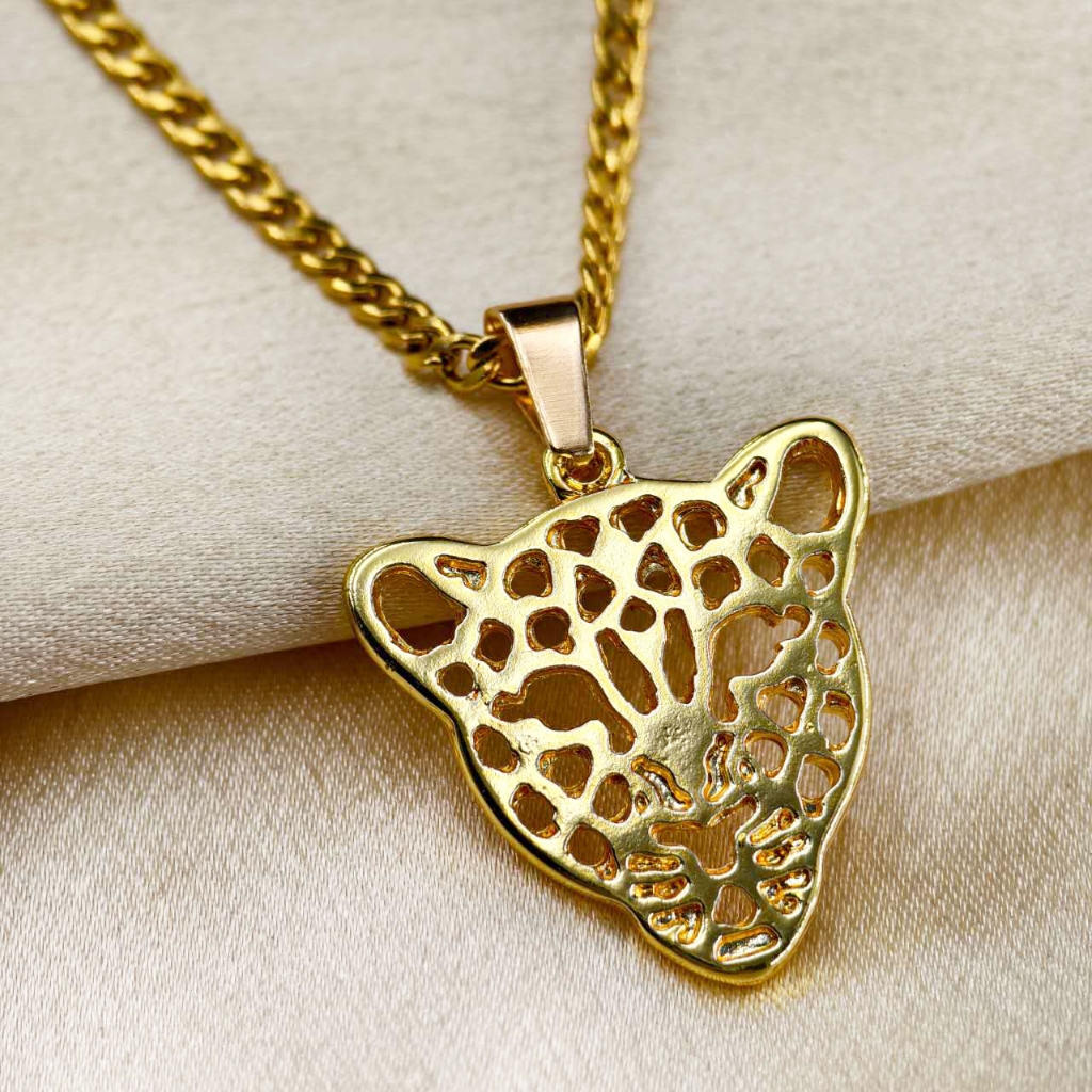 Colar Corrente Feminino Conjunto de Pingente de OnÇa choker Banhado a ouro 18k colares Hipoalergênic