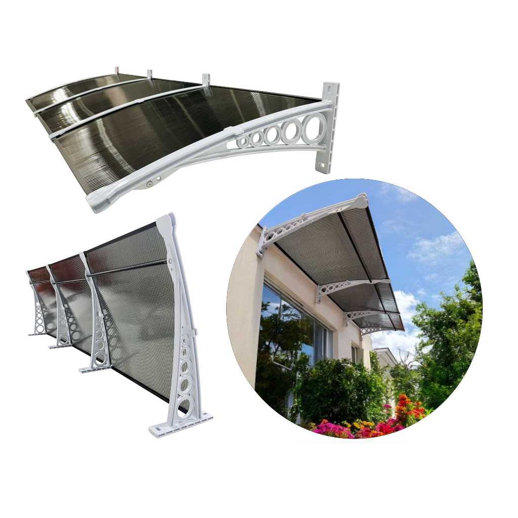 Toldo Imperial em Policarbonato 3,55x0,50m - para Janelas, Portas, Lojas - Com Fita De Vedação