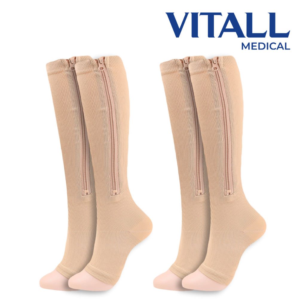 Kit 2 Pares de Meia 3/4 Sem Ponteira Vitall Medical Média Compressão