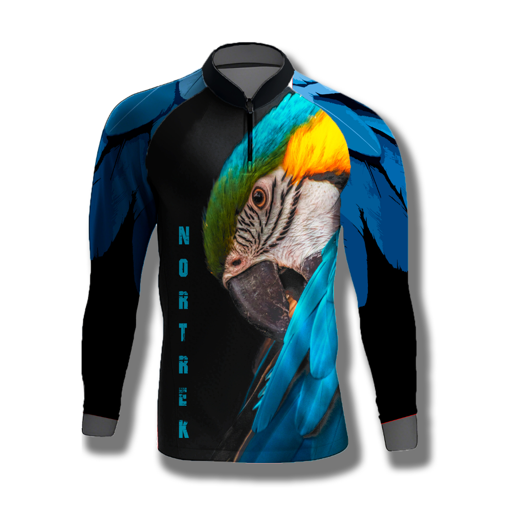 Camiseta Nortrek Arara Azul Proteção Solar UV50 Dry Fit Premium