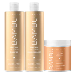 Kit Jacques Janine Hair Care Bambu Shampoo 450ml Condicionador 440ml Máscara Fortalecimento 400g