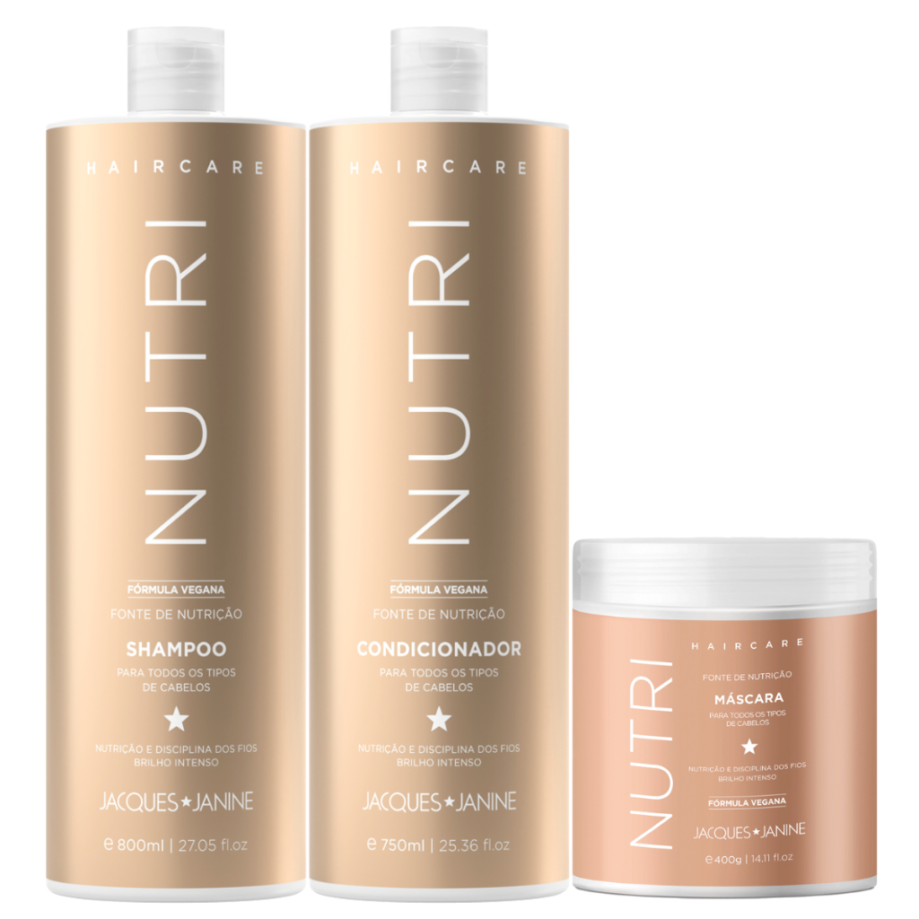 Kit Jacques Janine Hair Care Nutri Shampoo 800ml Condicionador 750ml Máscara Creme Nutrição 400g em Oferta na Shopee