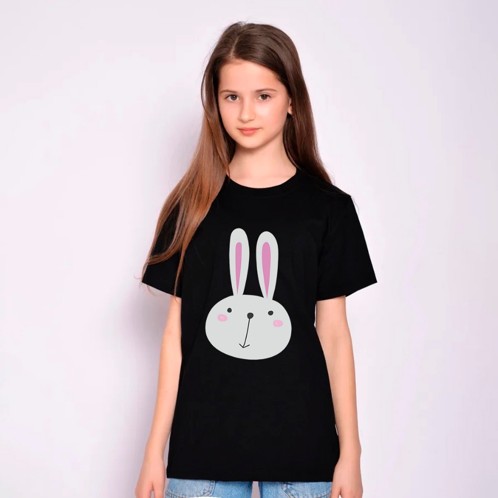 Camiseta Infantil Feminina 100% Algodão Estampada Coelhinho Fofo 100% Algodão
