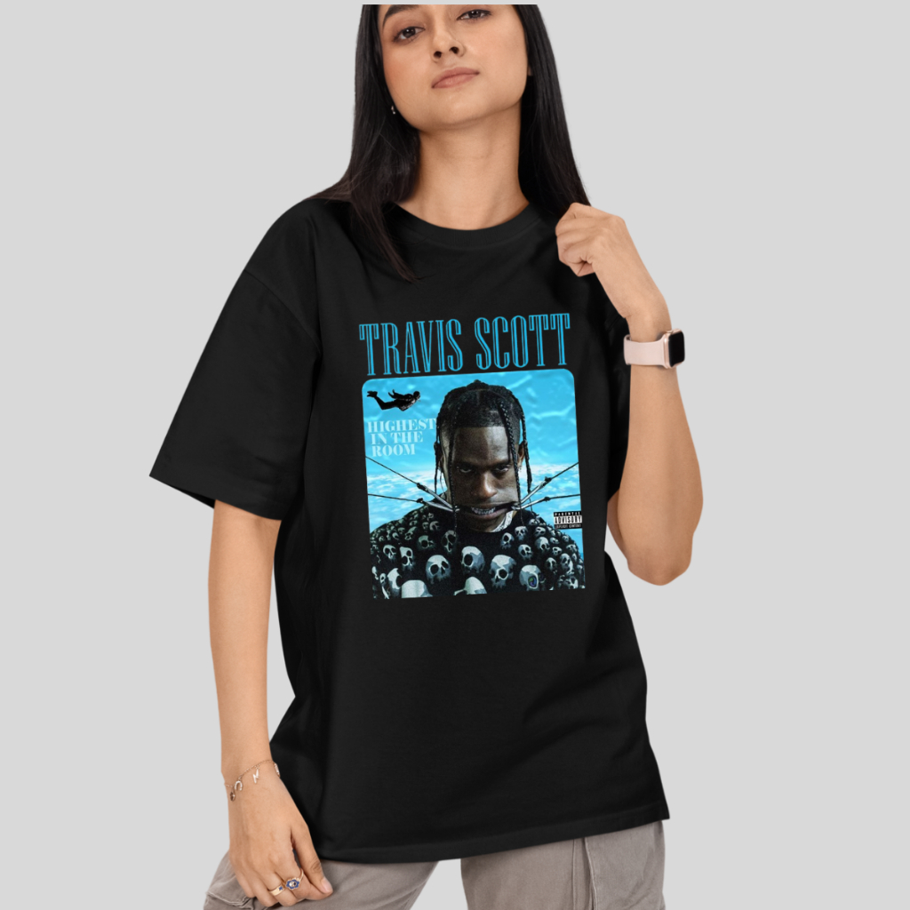 Camiseta Básica Algodão Unissex Astroworld Travis Scott Cantor Camiseta Estilo Streetwear Oversized