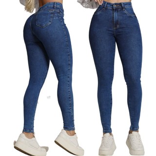 Calça Jeans feminina Skinny cós cintura alta casual modelagem empina bumbum jeans PREMIUM Luxo calça tradicional