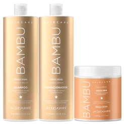 Kit Jacques Janine Hair Care Bambu Shampoo 800ml Condicionador 750ml Máscara Fortalecimento 400g