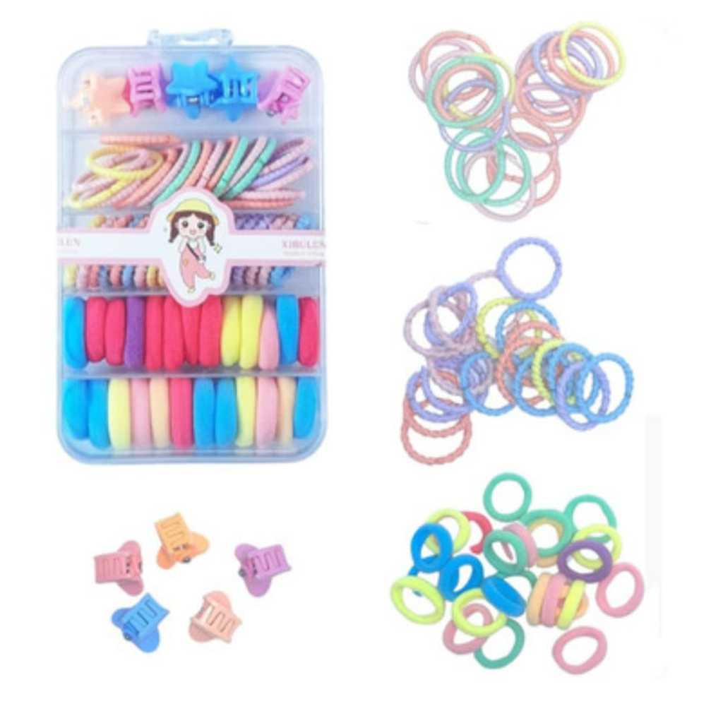 Kit Elástico Presilha Acessório de Cabelo Colorido para Menina Criança Moda Infantil