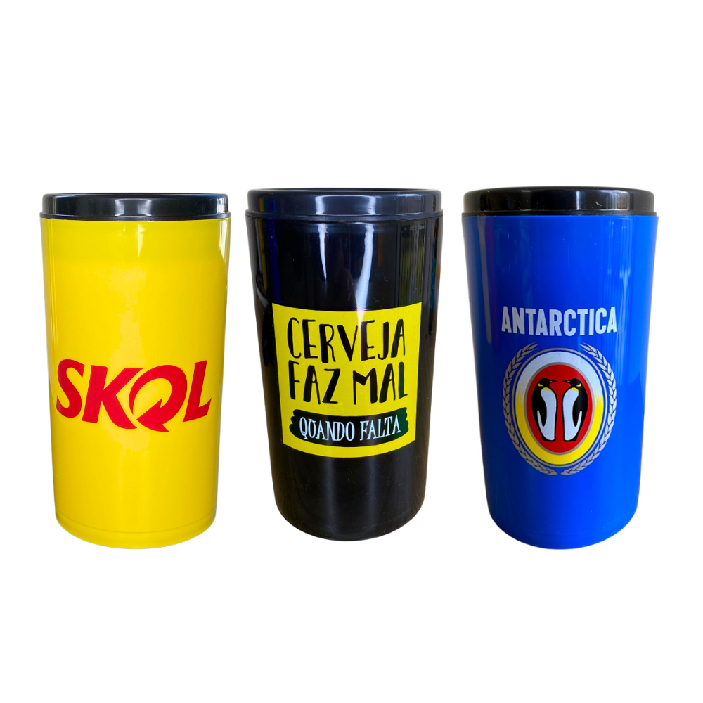 Kit 3 Porta Latão 473ml Isopor Térmico Suporte Cerveja Personalizados