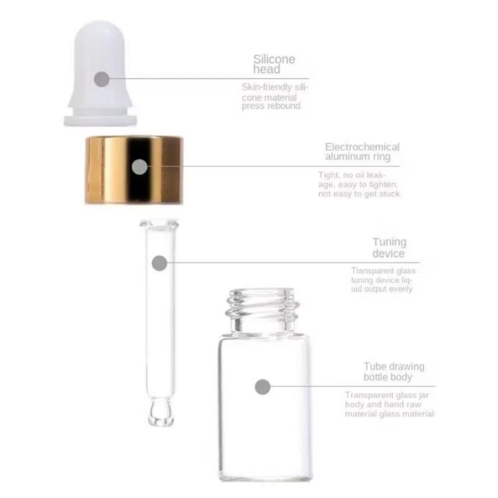 Kit 10 Frascos Conta Gotas Vidro transparente Óleo Essencial Floral 5ml
