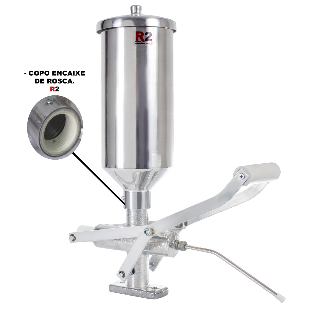 Doceira Recheadeira Recheador Injetor Máquina Bomba Enchedora Churros com Copo de Rosca Alumínio 2 Litros - R2