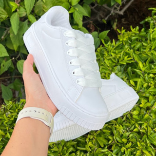 Tênis Feminino Branco Casual Solado Chunky Costurado Conforto e Estilo 34 ao 39 trabalho dia a dia em Oferta na Shopee
