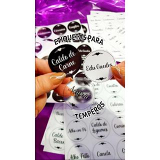 63 Adesivos de Tempero em Vinil Branco, Preto ou Transparente para Porta Temperos e Organizadores em Oferta na Shopee