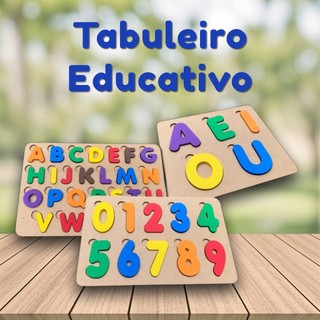 Kit 3 Tabuleiros Alfabeto + Números + Vogais Educativo Alfabetização infantil brinquedo montessori