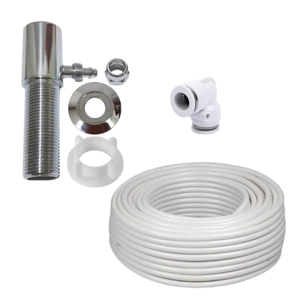 Kit Alongador Canopla e Porca Rosca Macho e Fêmea 1/2 Saída 1/4 + Tubo 1/4 + Engate L 1/4