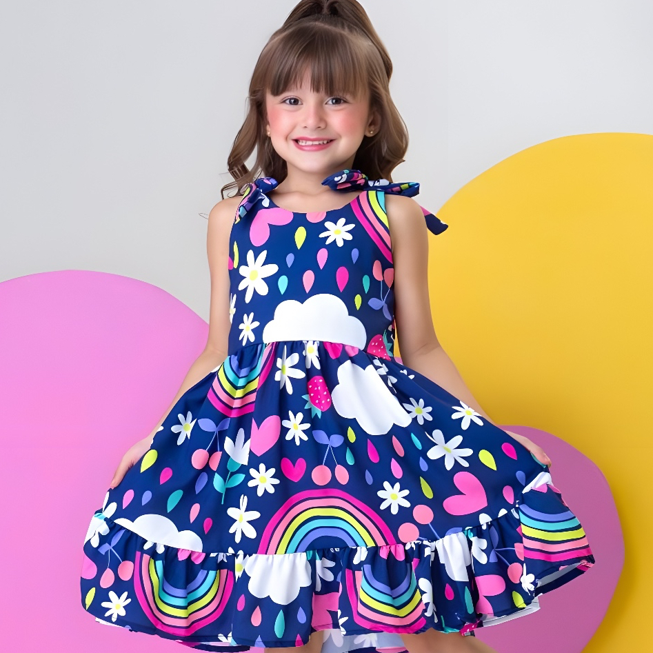 Vestido Infantil Rodado Ciganinha Tecido Sedinha