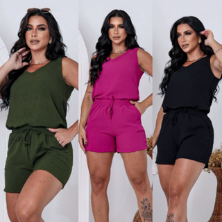 Conjunto Feminino Blusa Feminina Regata Soltinha Alça Larga + Short Conjunto Feminino de Luxo em Oferta na Shopee