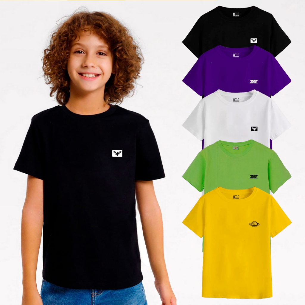 Kit 5 Camisetas 100% Algodão Infantil Roupa Para Meninos Estampas Variadas Diversas Cores Promoção