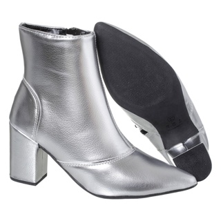 Bota Salto Bico Fino Com 8 Cm Cano Médio Sintético 002-0002 em Oferta na Shopee