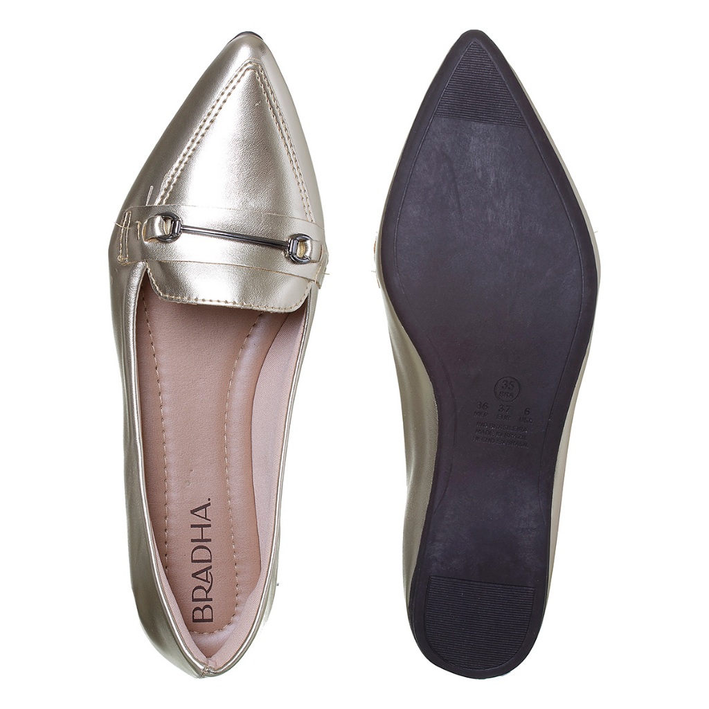 Sapatilha BRADHA. Bico Fíno Scarpin Social Moda 140-0044