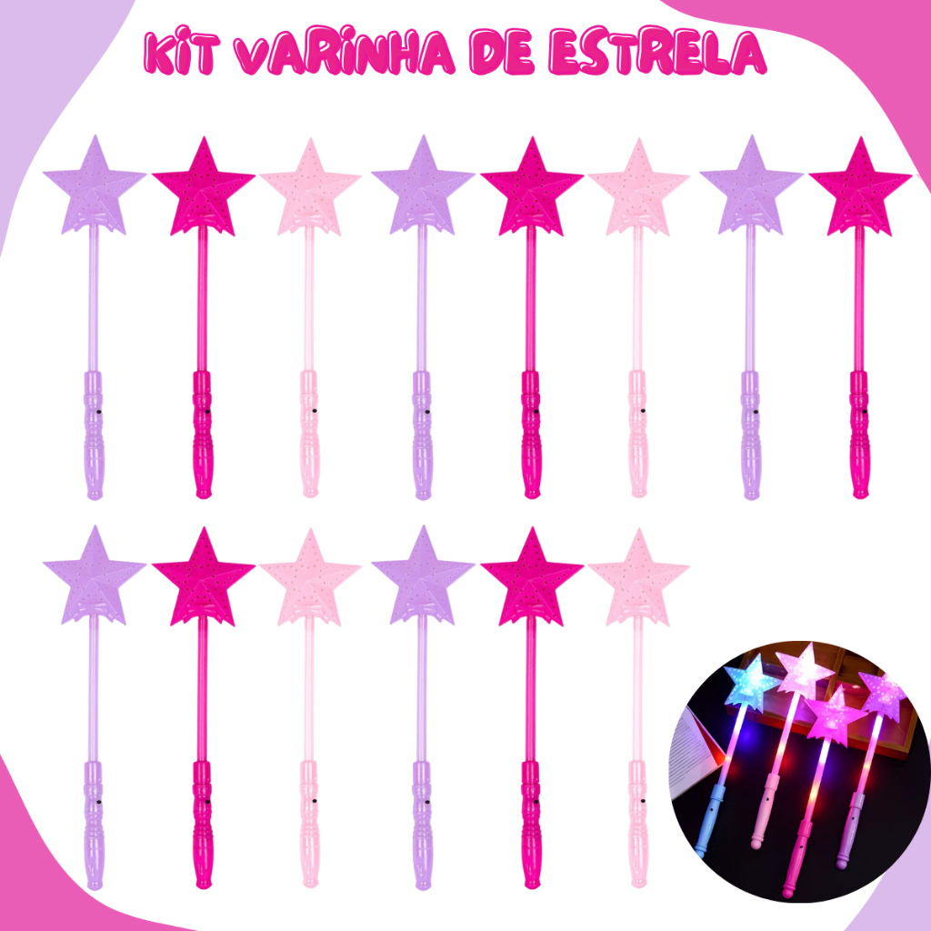 Kit 10 Varinhas de estrela bastão de Led luz neon coloridas brinquedo Lembrancinha Festa Presente em Oferta na Shopee