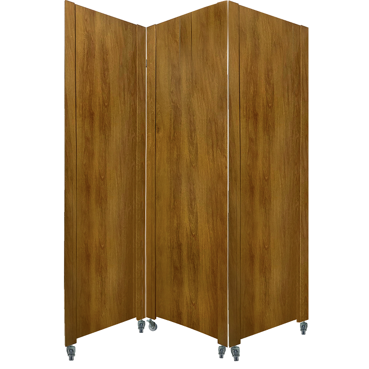 3 Biombo Madeirado Inteiro Com Rodinha Separador De Ambiente Sanfonado Folha Painel Divisor Madeira Mdf Rodízio