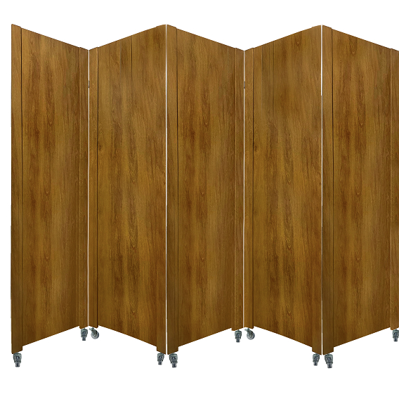 5 Biombo Inteiro Madeirado Com Rodinha Folha Madeira Mdf Divisor De Ambiente Sanfonado Painel Separador Rodízio