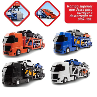 Brinquedo Caminhão Cegonheira C/4 Carrinhos Pick-up Roma Brinquedos De Menino/Criança em Oferta na Shopee