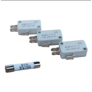 KIT 3 CHAVE MICRO 16A 250V + 2 FUSIVEIS CERAMICO 20A PARA MICROONDAS ELETROLUX