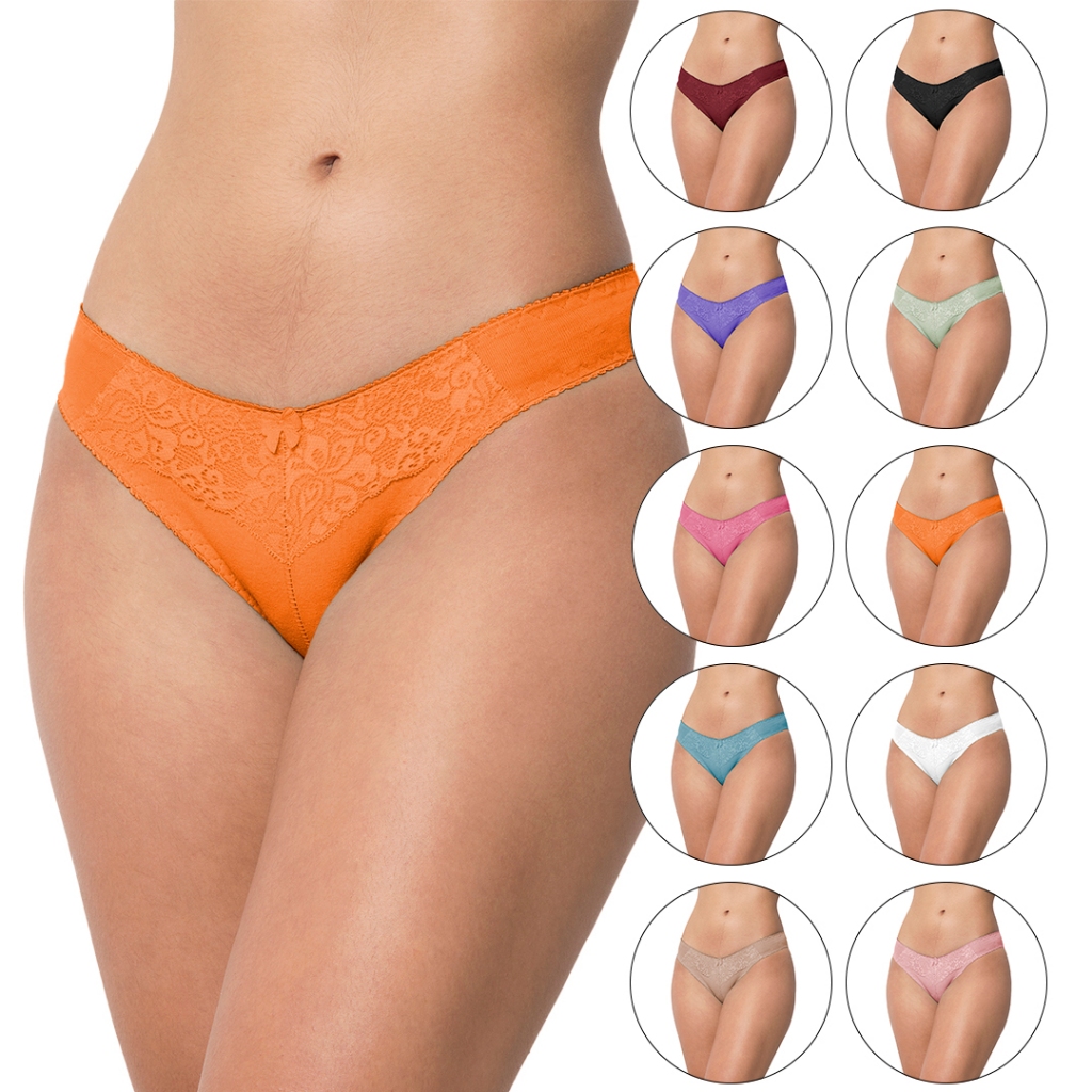 Kit 3 Calcinhas Cotton Tanga Algodão Modelagem Perfeita Confortavel Renda