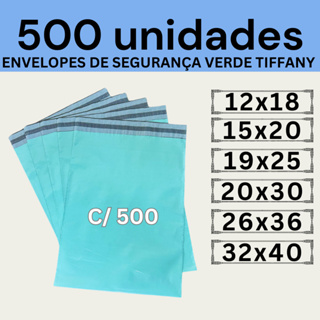 Kit 500 Envelopes Segurança Verde Tiffany Embalagem De Envio 12x18 15x20 19x25 20x30 26x36 32x40 40x50 em Oferta na Shopee