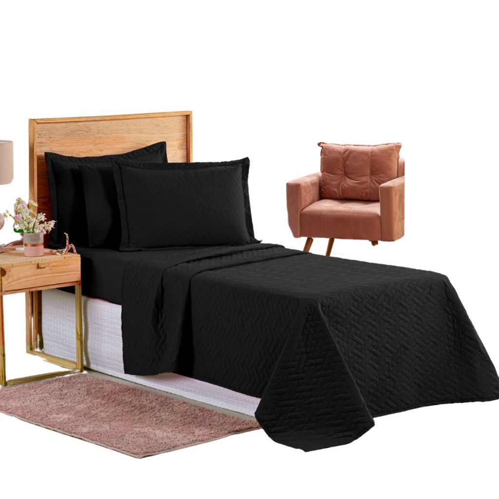 Colcha Coxa Cobre Leito Jogo Roupa Cama Infantil Matelado Solteiro Fronha Macio Quarto Criança Preto