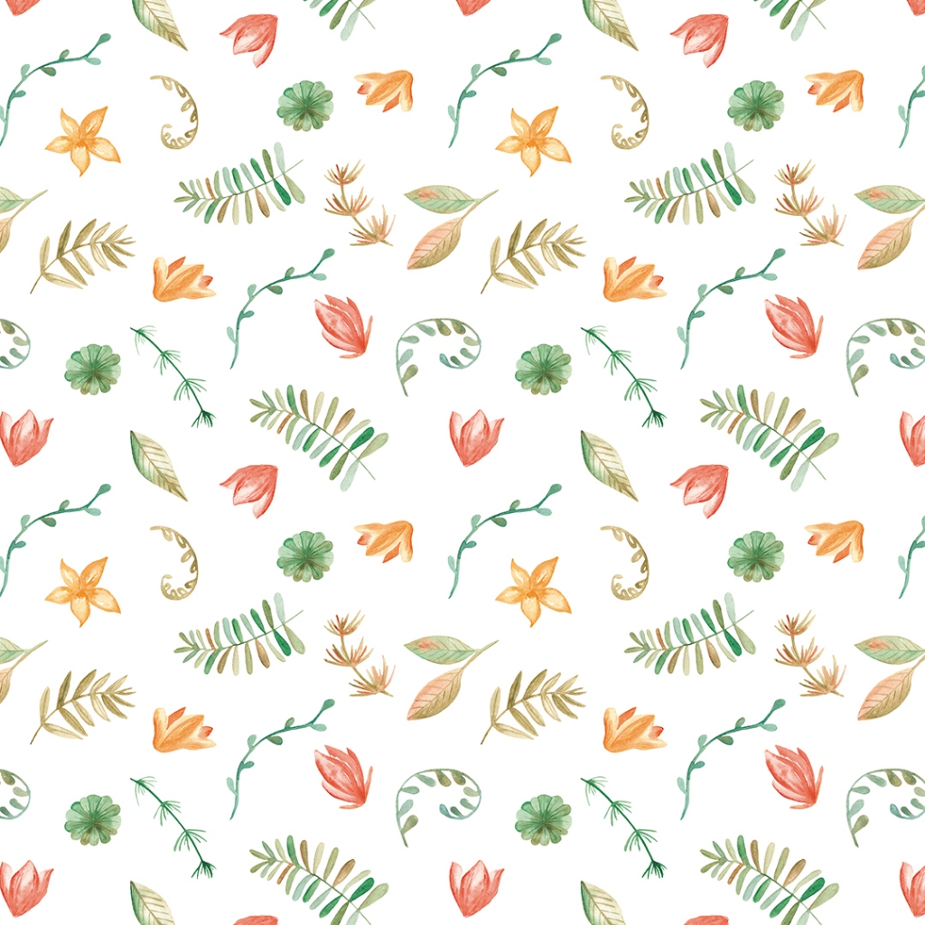 Papel de Parede Adesivo Folhas Fundo Branco Folhagem aquarela delicada Rolo de 3 Metros