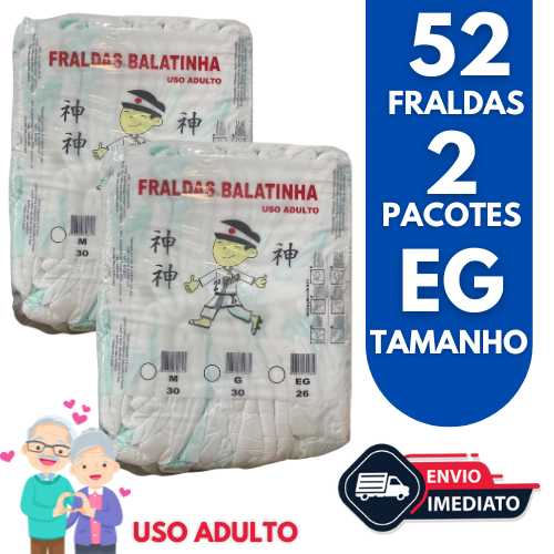 Fralda Descartavél Segunda Linha Blatinha Kit Com 2 Pacotes Uso Adulto - Tamanho EG
