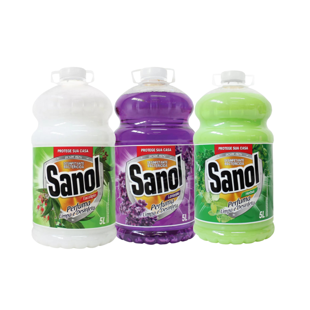 Desinfetante Multiuso Bactericida Uso Geral 5L Sanol Lavanda Eucalipto Herbal - Home & Living