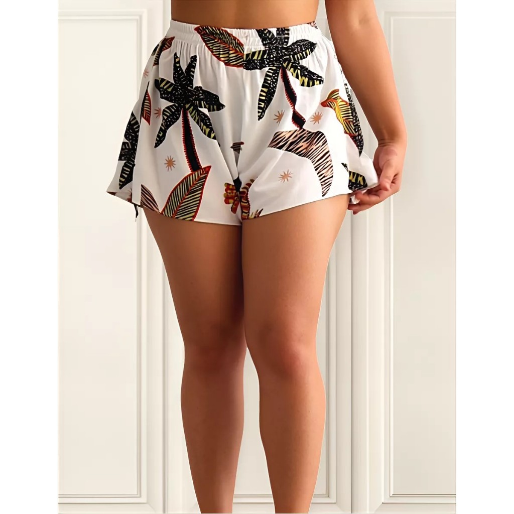 Short Feminino Plus Size e Slim - Soltinho Estampado Praia Verão Confortável Leve  Viscose...