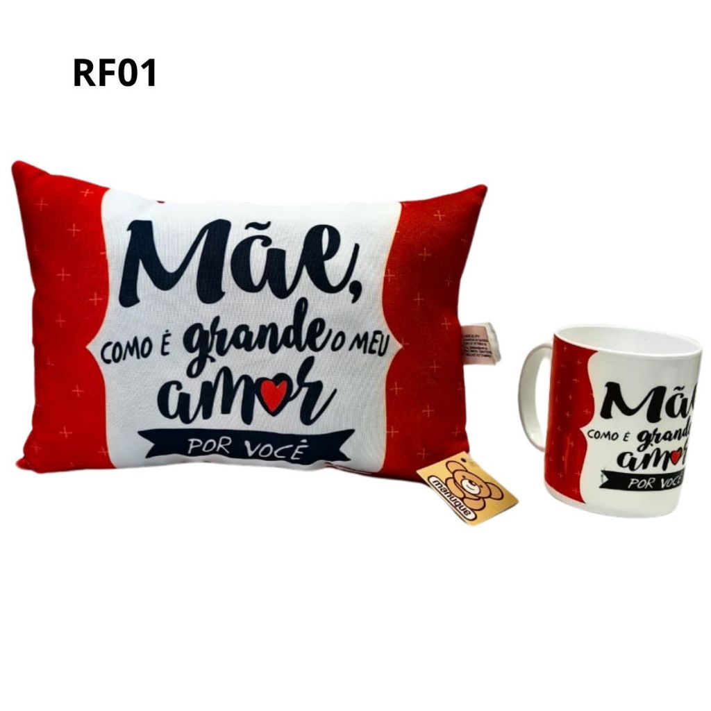 Kit Presente Dia das Mães Almofada + Caneca Várias Estampas Lembrancinha Surpresa
