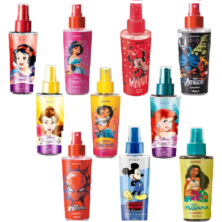 Colônia Infantil Marvel Avengers, Spider Man, Mickey Mouse, Bela, Branca de Neve, Ariel, Jasmine,Encanto ou Minnie 150ml em Oferta na Shopee
