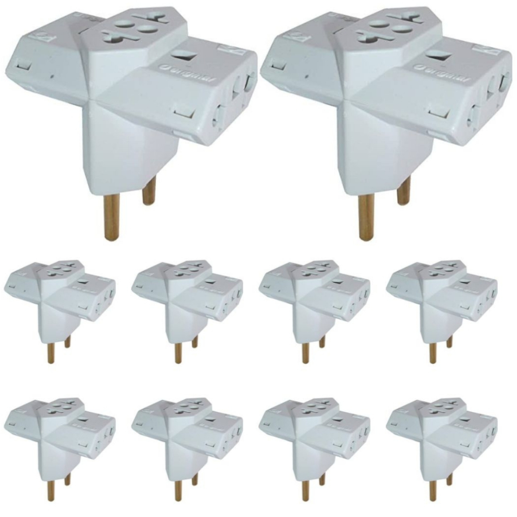 10 Unidades Adaptador de Tomada Benjamin T 3 Saídas 2p+t 10a 250v Pino de Segurança
