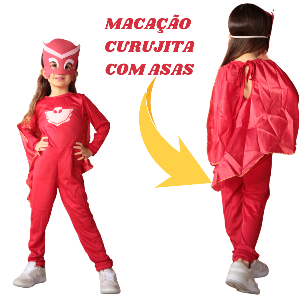 Fantasia infantil Menina Macacão Curujita Com Asas e Máscara e Envio Emediato em Oferta na Shopee