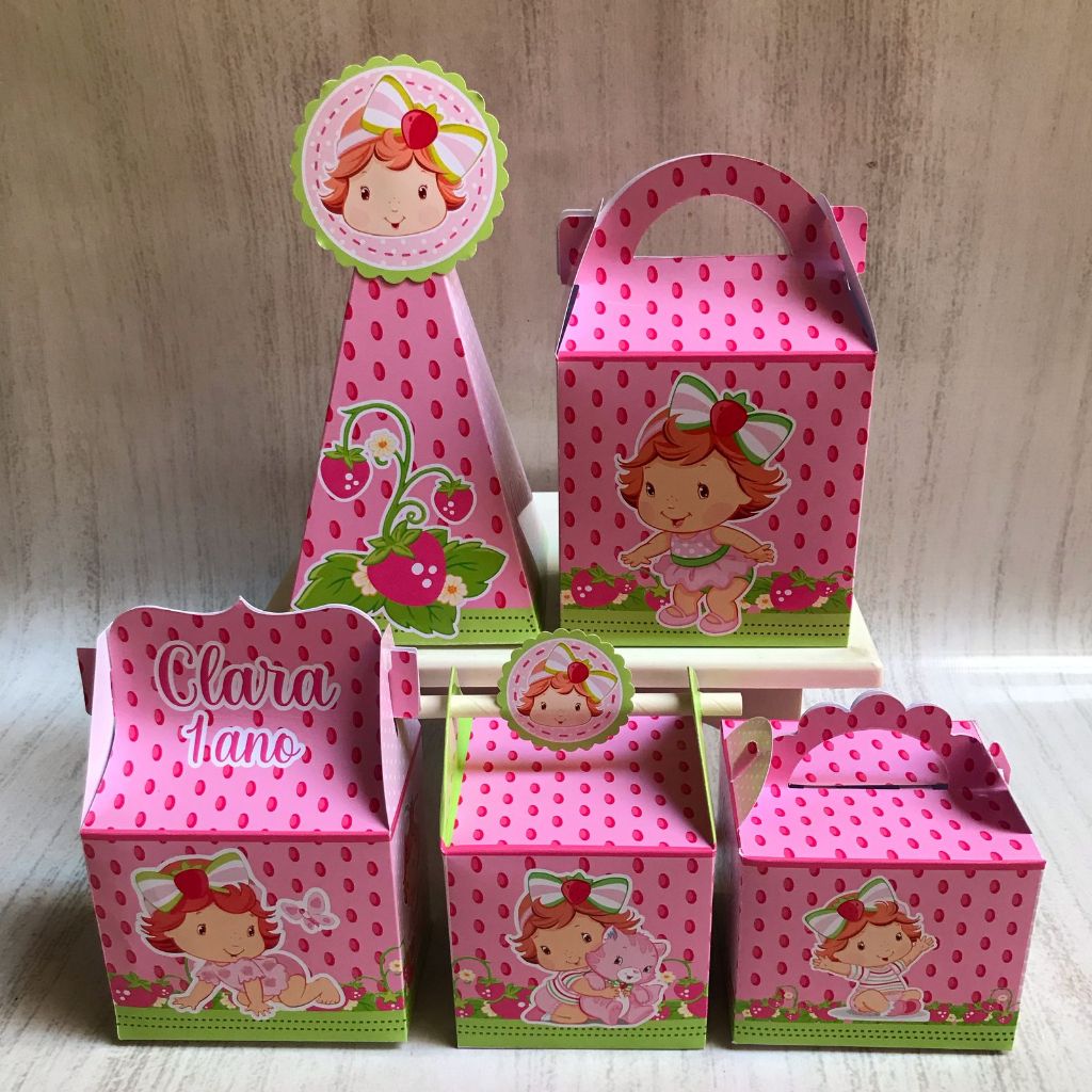 PEGUE E MONTE - kit festa -MORANGUINHO BABY /lembrancinhas - aniversario - caixinhas personalizadas - festa infantil