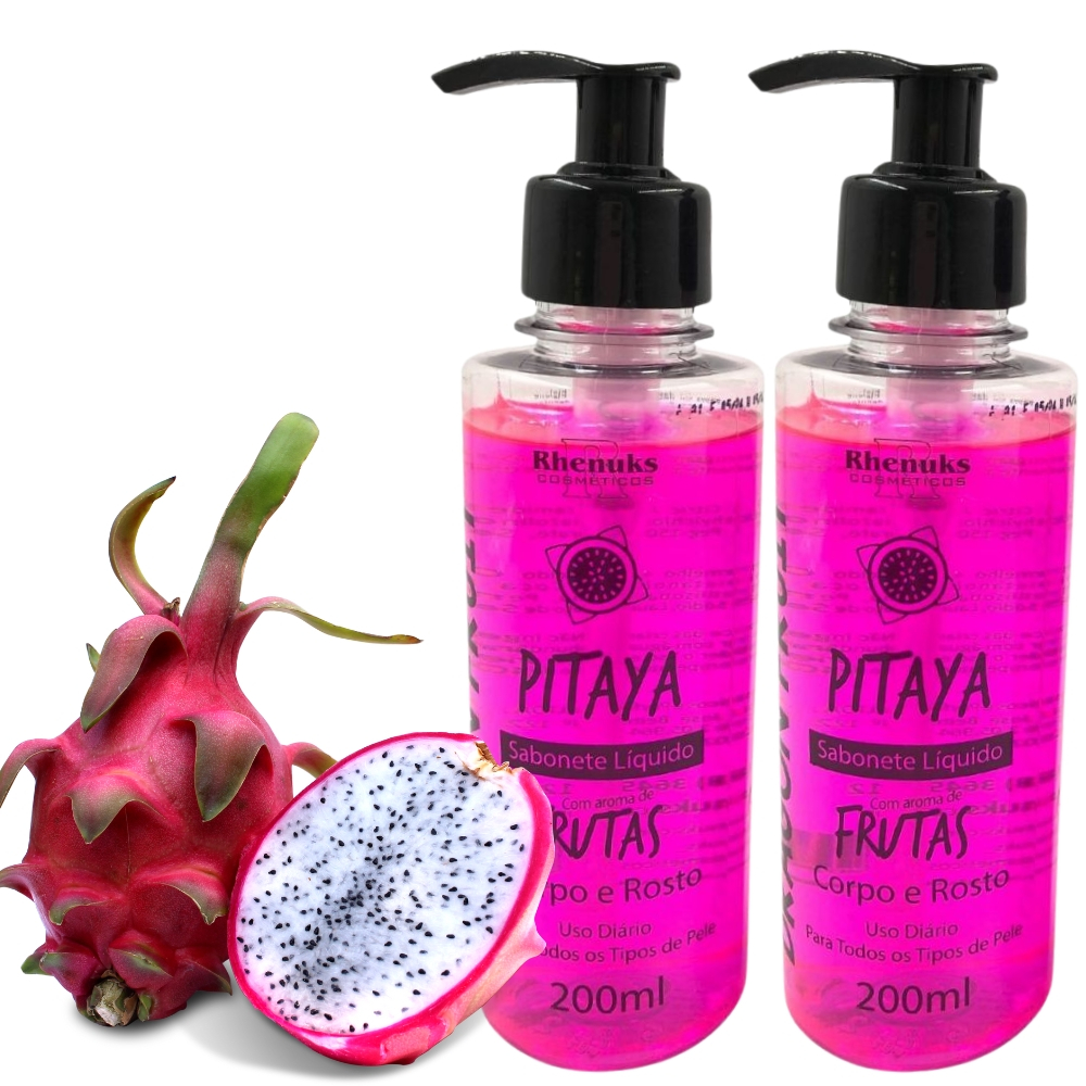 Kit 2 Sabonetes Líquidos Pitaya Perfume com Cuidado e Higiene Essência Incrível Super Cheiroso 200ML