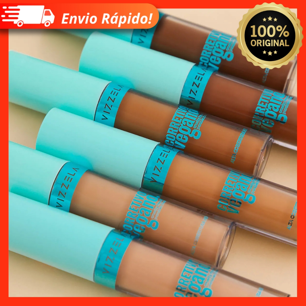Corretivo Líquido Vizzela Vegano 7g Efeito Matte Alta Cobertura Camuflagem 12 cores Pincel...