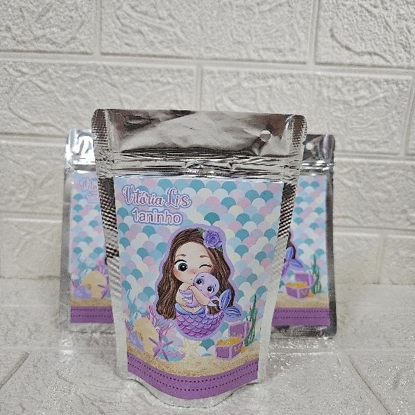 saquinho metalizado Sereia/lembrancinha Personalizada Sereia/lembrancinha de festa Sereia/personalizados Sereia