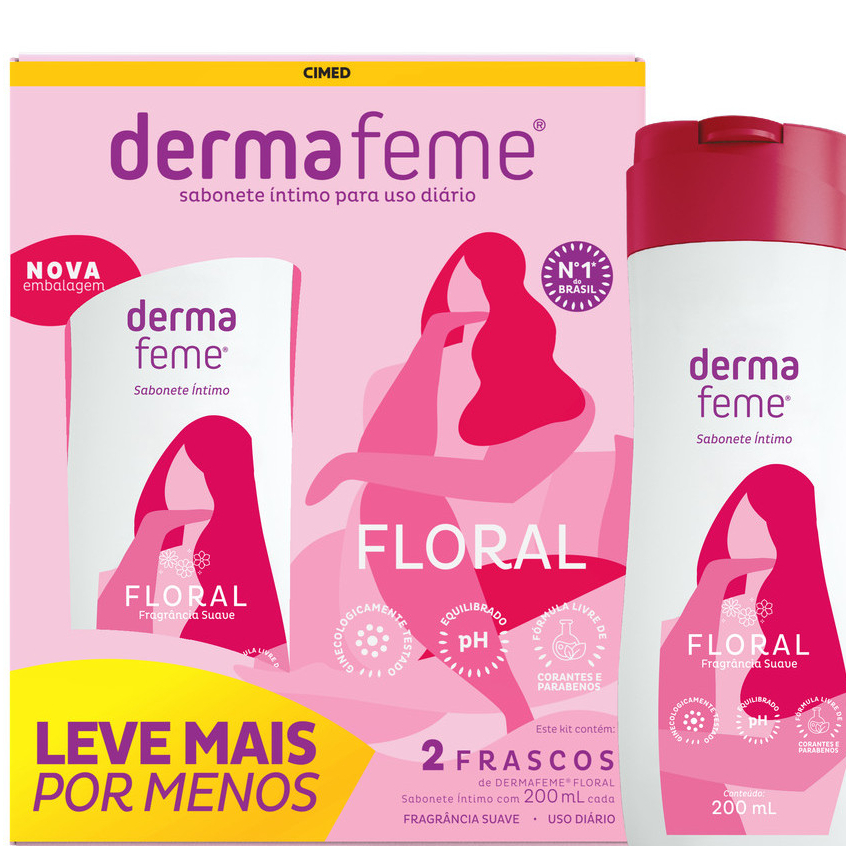 Kit Sabonete Líquido Íntimo Dermafeme com 2 unidades de 200ml